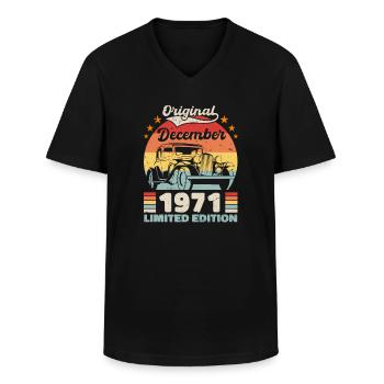 Dezember 1971 Geburtstagsgeschenk Dezember 1971 - Männer-T-Shirt mit V-Ausschnitt - Schwarz - Vorne - AI Model Male 178 dark (178cm)