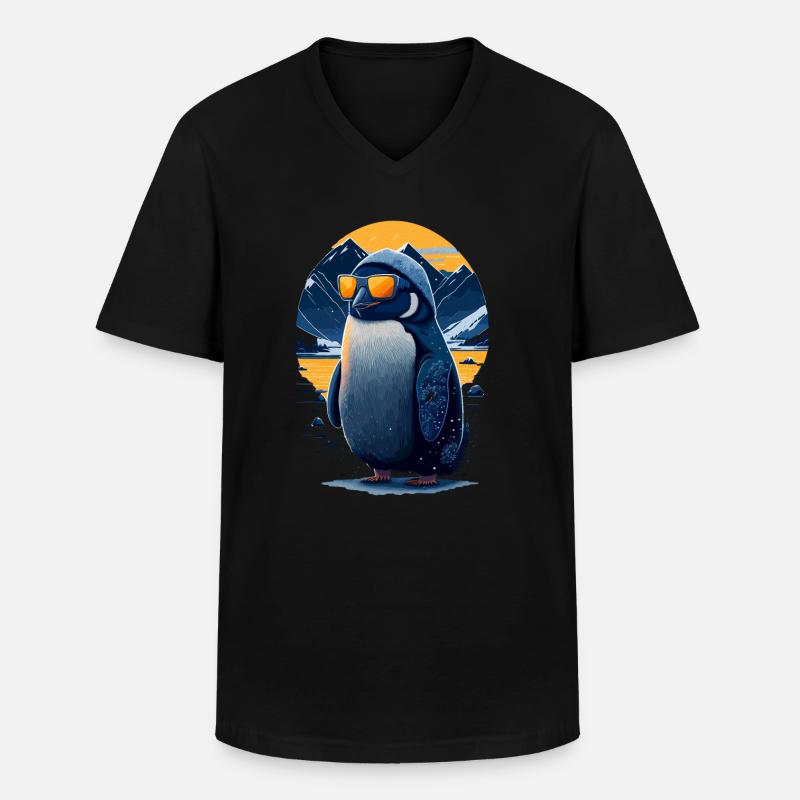 Cooler Pinguin - Männer-T-Shirt mit V-Ausschnitt - Schwarz