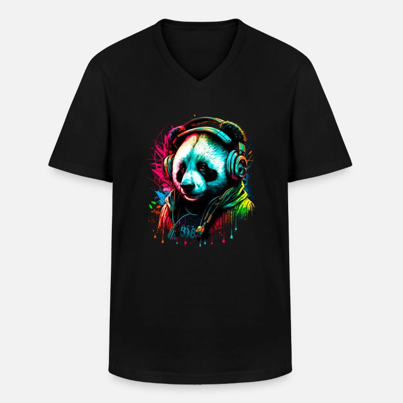 Abstrakter Pandabär - Männer-T-Shirt mit V-Ausschnitt - Schwarz