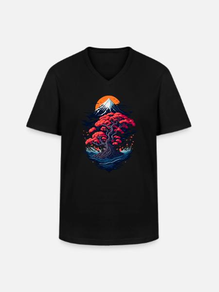 Beautiful bonsai tree scenery - Men's V-Neck T-Shirt - black