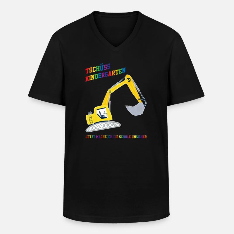Schulkind Bagger Schulbeginn Geschenk - Männer-T-Shirt mit V-Ausschnitt - Schwarz