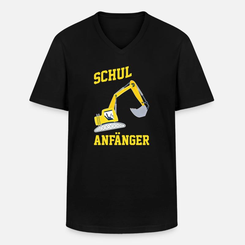 Schulkind Bagger Einschulung Geschenk - Männer-T-Shirt mit V-Ausschnitt - Schwarz