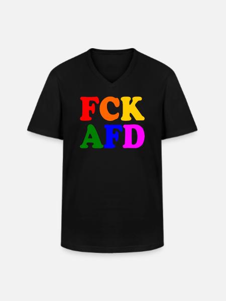 Fck afd - Männer-T-Shirt mit V-Ausschnitt - Schwarz