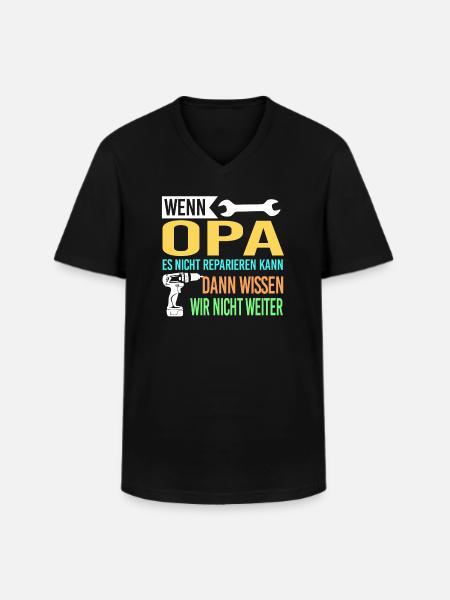 Opa Familie Handwerker Geschenk - Männer-T-Shirt mit V-Ausschnitt - Schwarz