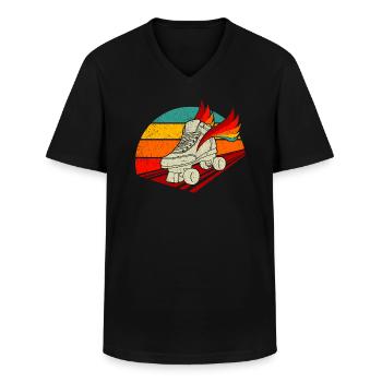 Retro Rollschuhe Vintage - Männer-T-Shirt mit V-Ausschnitt - Schwarz - Vorne - AI Model Male 178 dark (178cm)