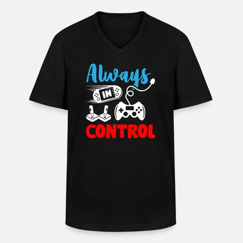 Always in Control Gamer - Männer-T-Shirt mit V-Ausschnitt - Schwarz