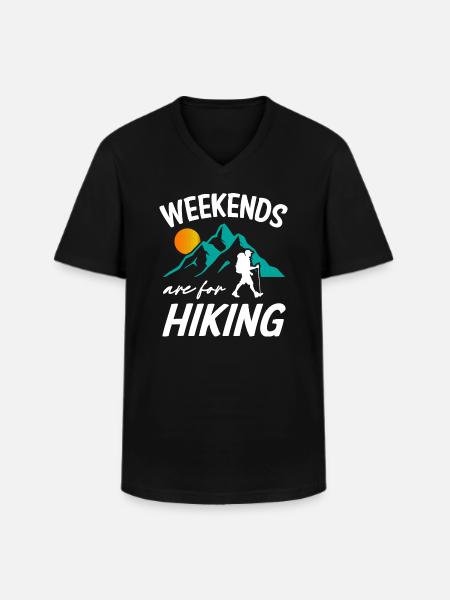 Weekends Are For Hiking - Men's V-Neck T-Shirt - black