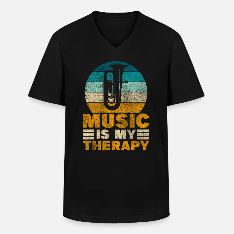 Tuba - Männer-T-Shirt mit V-Ausschnitt - Schwarz