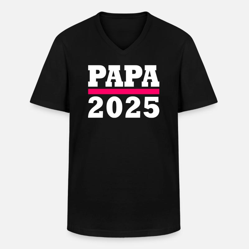 Papa 2025 - Männer-T-Shirt mit V-Ausschnitt - Schwarz