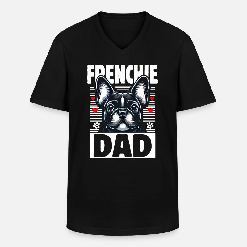 Frenchie Dad - Männer-T-Shirt mit V-Ausschnitt - Schwarz