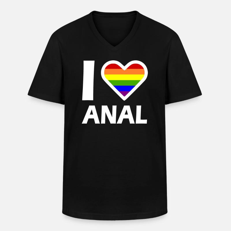 I love anal - Männer-T-Shirt mit V-Ausschnitt - Schwarz
