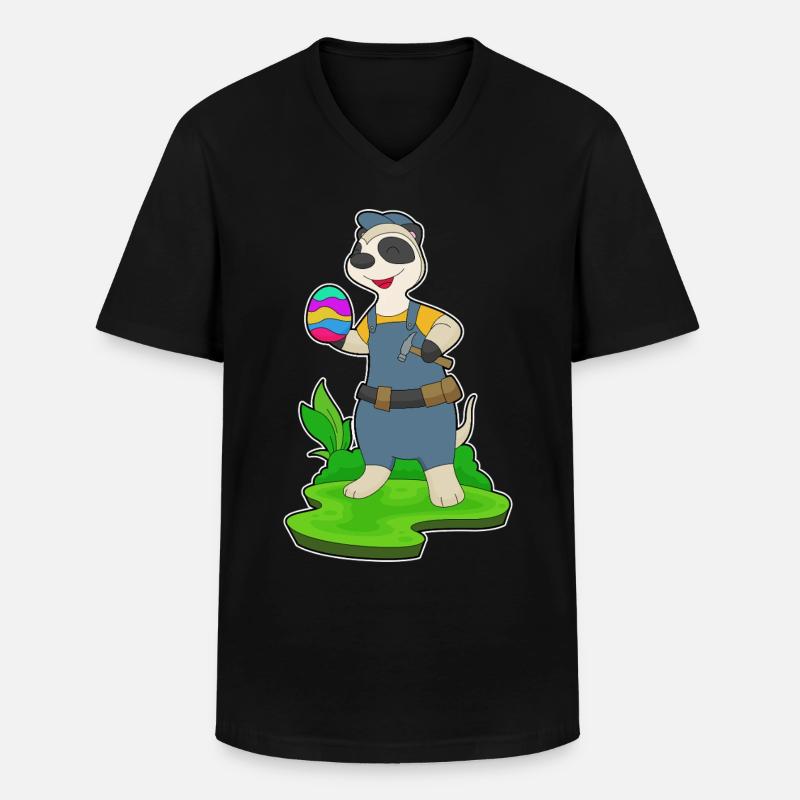 Suricate Charpentier de Pâques - T-shirt col V Homme - noir