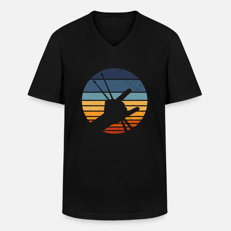Retro Drumming Drumstick Drummer - Männer-T-Shirt mit V-Ausschnitt - Schwarz