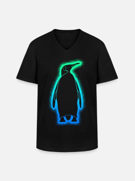 Pinguine Jungen Herren Kinder Pinguin - Männer-T-Shirt mit V-Ausschnitt - Schwarz