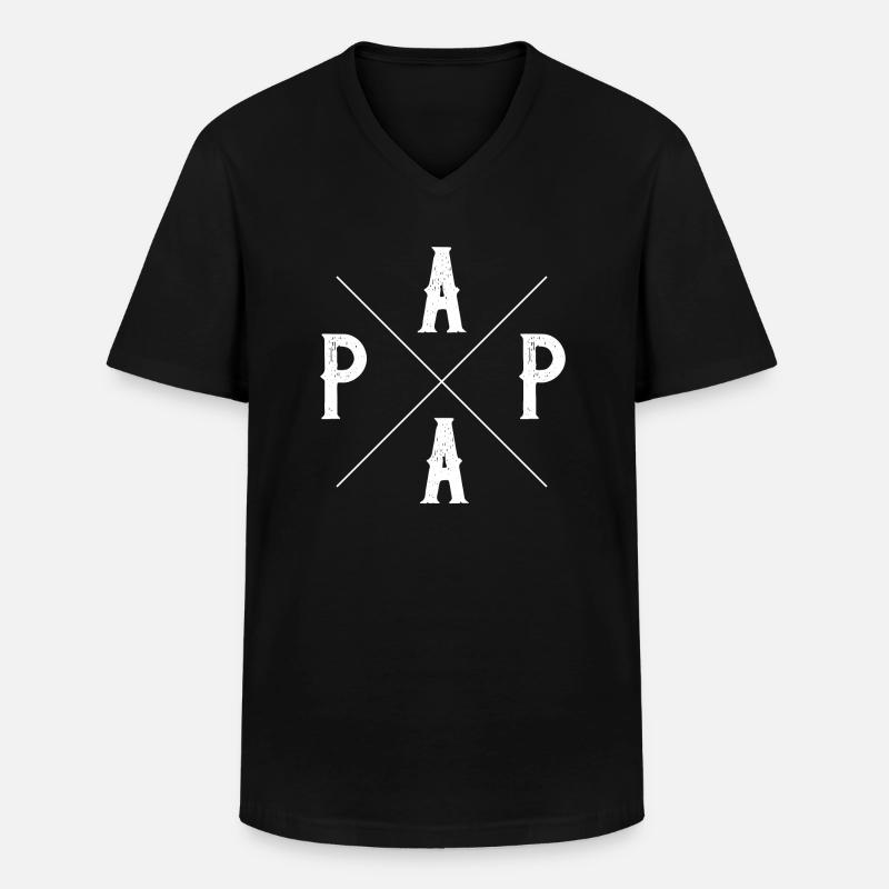 Papa - Männer-T-Shirt mit V-Ausschnitt - Schwarz