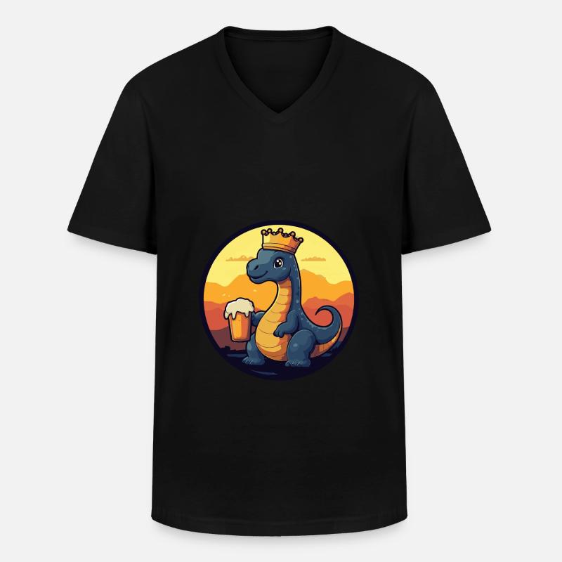 Dinosaurier brontosaurus Bier - Männer-T-Shirt mit V-Ausschnitt - Schwarz