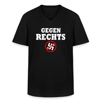Gegen rechts - Männer-T-Shirt mit V-Ausschnitt - Schwarz - Vorne - AI Model Male 178 dark (178cm)