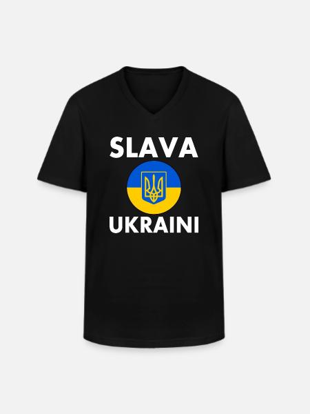 Slava ukraini - Männer-T-Shirt mit V-Ausschnitt - Schwarz