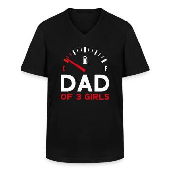 DAD OF 3 GIRLS VATERTAG PAPA DREI TÖCHTER - Männer-T-Shirt mit V-Ausschnitt - Schwarz - Vorne - AI Model Male 178 dark (178cm)