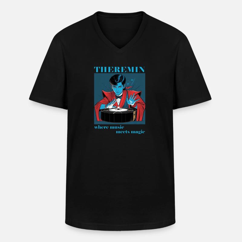 Theremin - Music is Magic - Männer-T-Shirt mit V-Ausschnitt - Schwarz