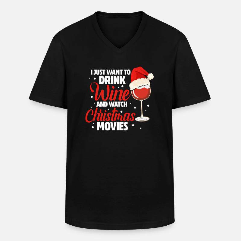 Wein Weihnachten - Männer-T-Shirt mit V-Ausschnitt - Schwarz