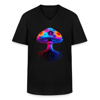 Champignon psychédélique - T-shirt col V Homme - noir - Devant - AI Model Male 178 dark (178cm)