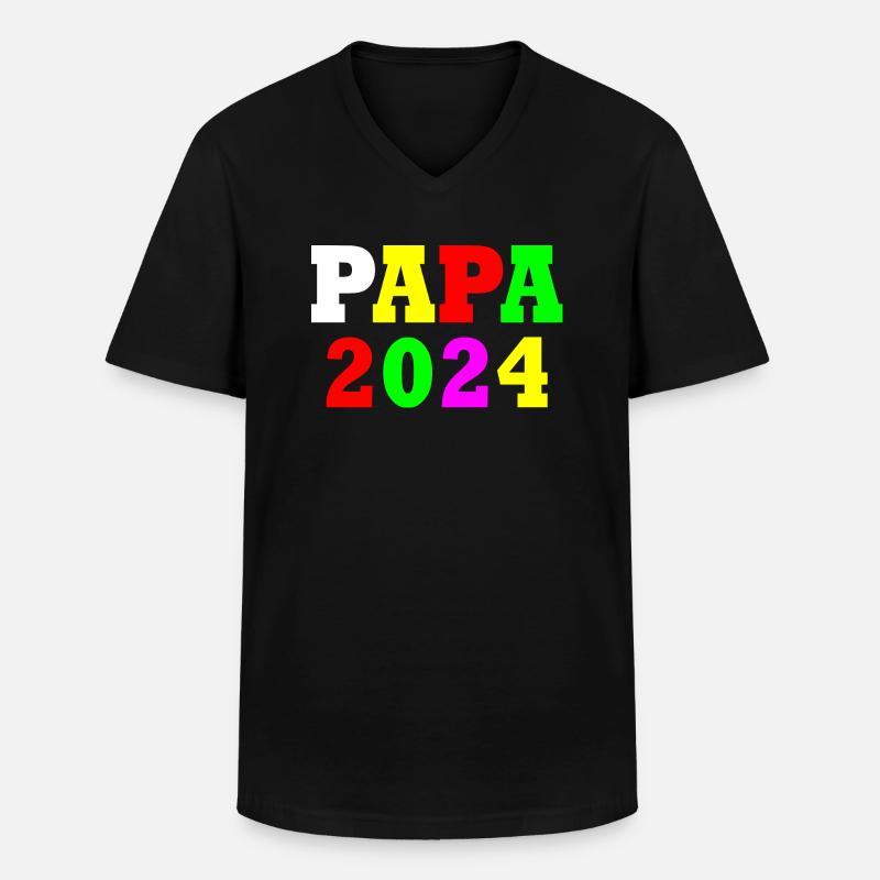 Papa 2024 - Männer-T-Shirt mit V-Ausschnitt - Schwarz