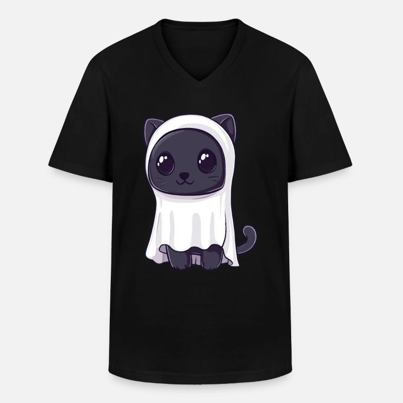 Panther Halloween Comic Geist - Männer-T-Shirt mit V-Ausschnitt - Schwarz