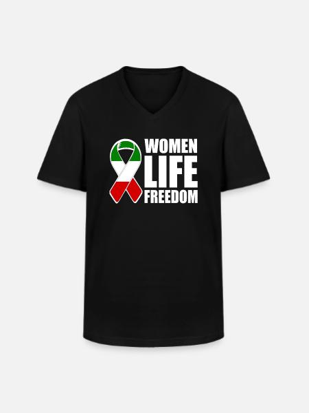 Women life freedom - Men's V-Neck T-Shirt - black