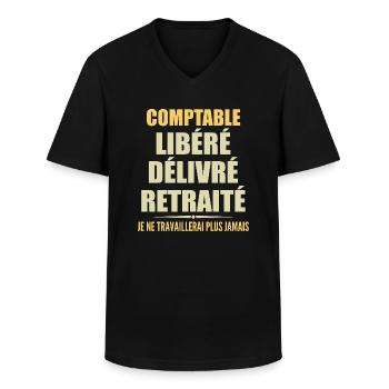 Comptable célèbre sa retraite avec humour cadeau - T-shirt col V Homme - noir - Devant - AI Model Male 178 dark (178cm)