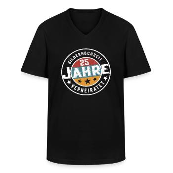 Silberhochzeit 25 Jahre Verheiratet Hochzeit - Männer-T-Shirt mit V-Ausschnitt - Schwarz - Vorne - AI Model Male 178 dark (178cm)