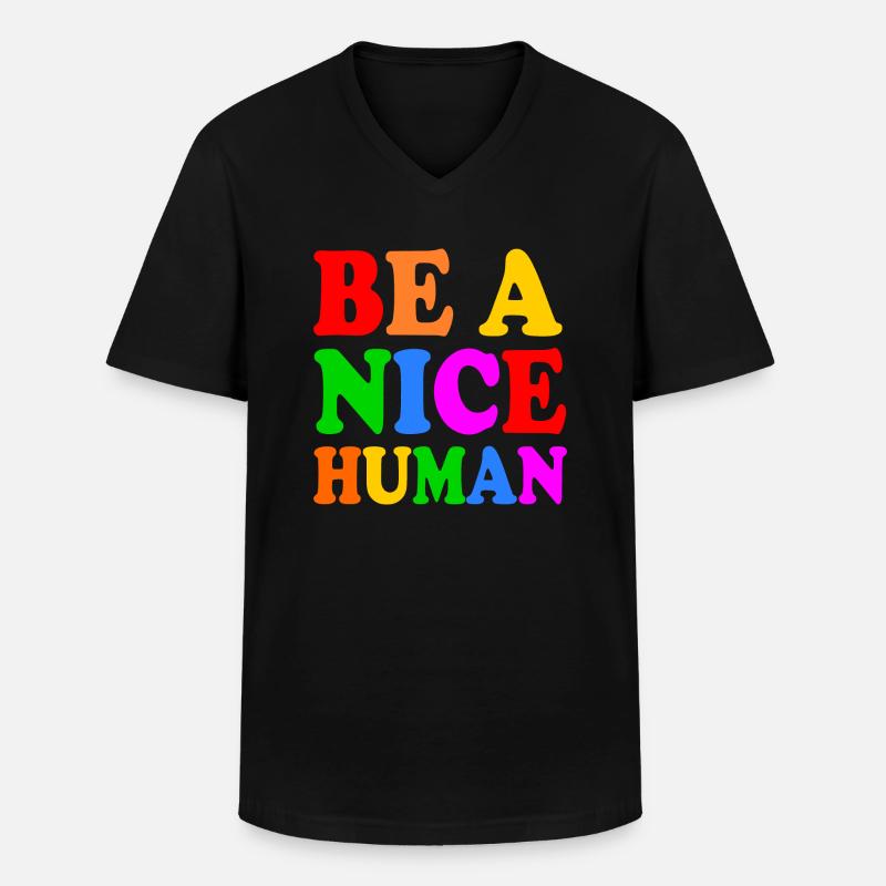 Be a nice human - T-shirt med V-ringning herr - svart