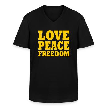 Love peace freedom - T-shirt col V Homme - noir - Devant - AI Model Male 178 dark (178cm)