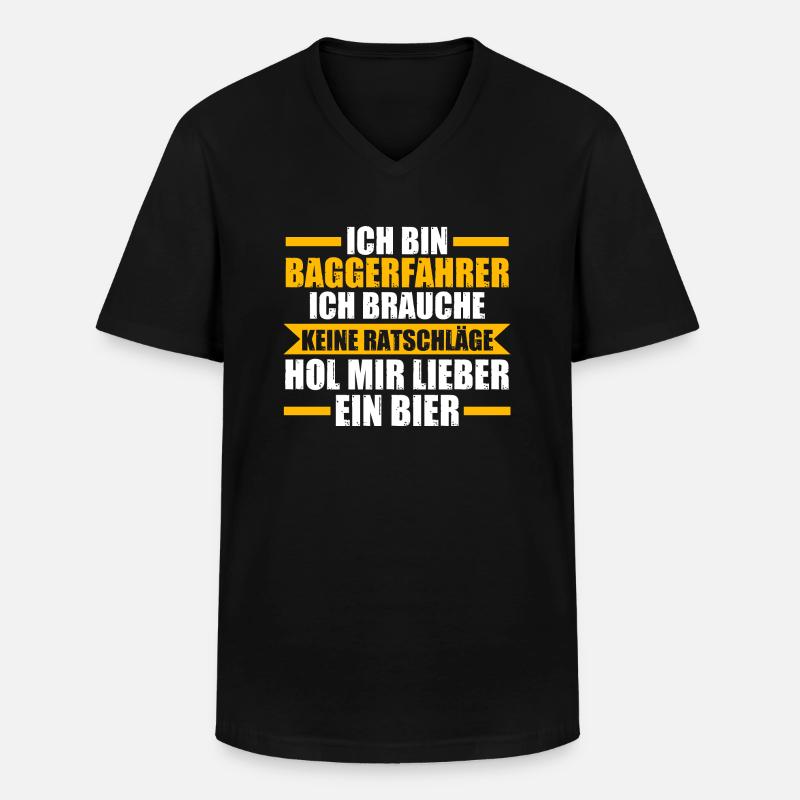 Baggerfahrer Bier Bagger Geschenk - Männer-T-Shirt mit V-Ausschnitt - Schwarz