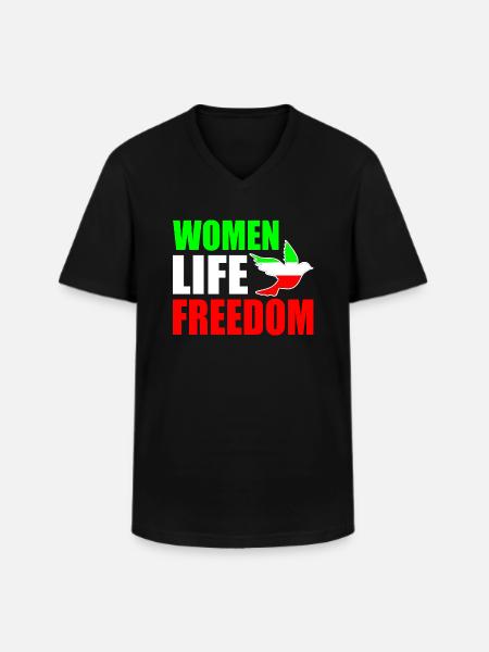 Women life freedom - Men's V-Neck T-Shirt - black