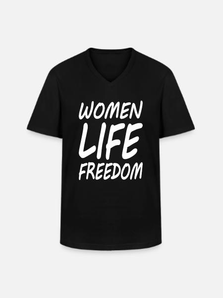 Women life freedom - Men's V-Neck T-Shirt - black
