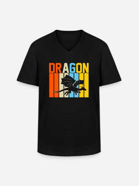Drache Retro-Design Drache Geschenk - Männer-T-Shirt mit V-Ausschnitt - Schwarz