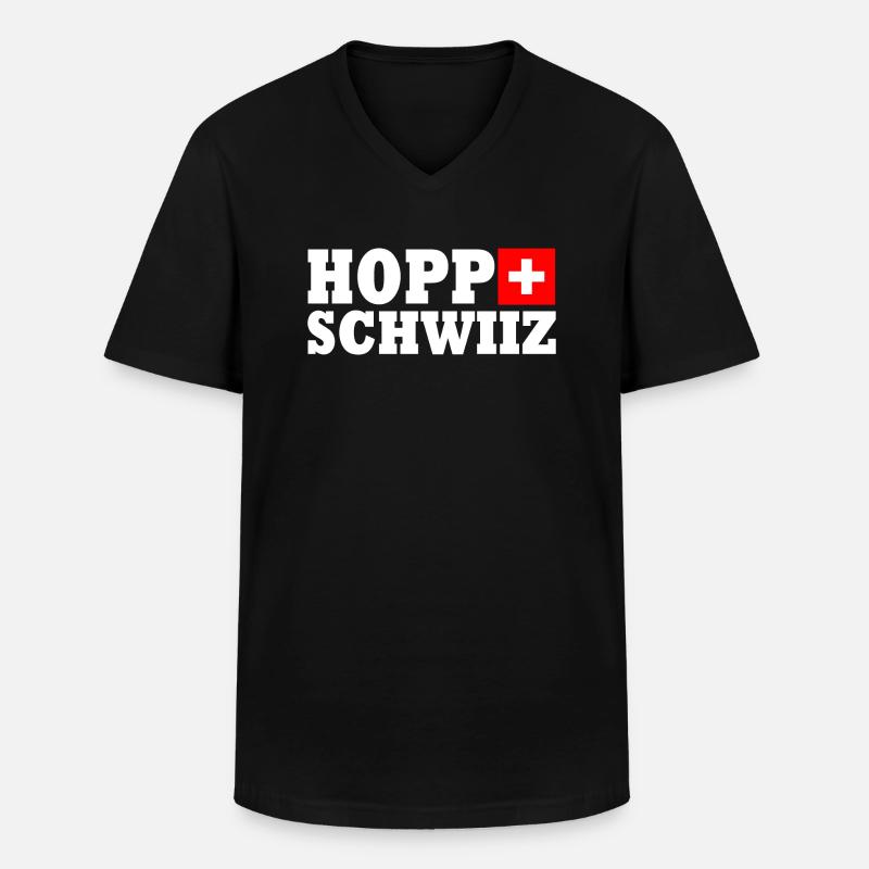 Hopp schwiiz - Männer-T-Shirt mit V-Ausschnitt - Schwarz