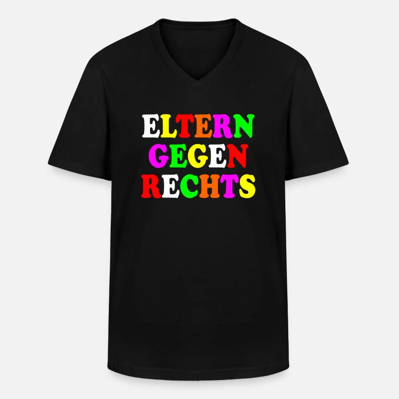 Eltern gegen rechts - Männer-T-Shirt mit V-Ausschnitt - Schwarz