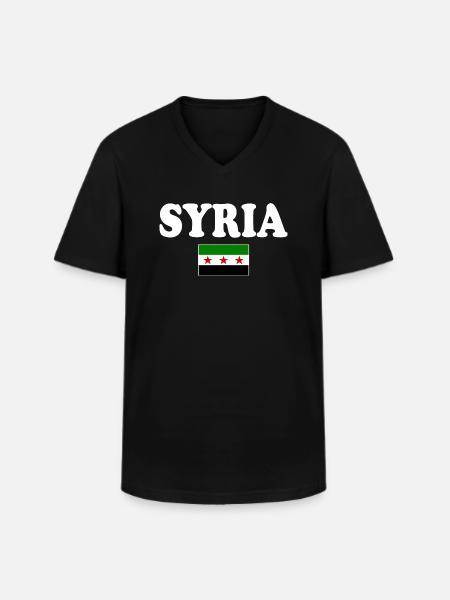 Syria Flag - Men's V-Neck T-Shirt - black