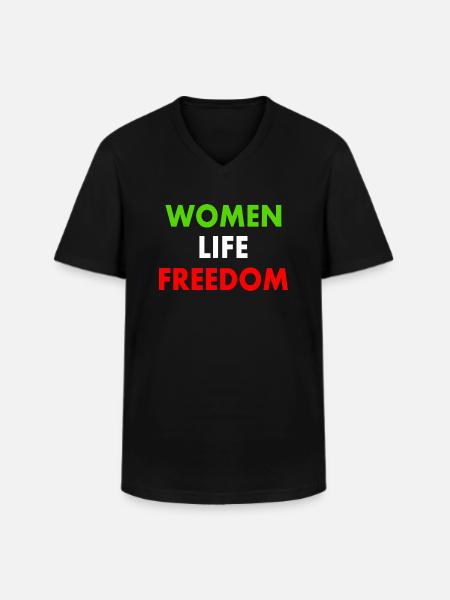 Women life freedom - Men's V-Neck T-Shirt - black