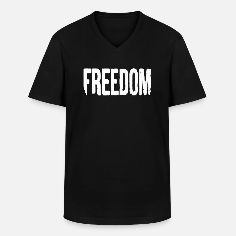Freedom - Männer-T-Shirt mit V-Ausschnitt - Schwarz