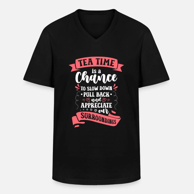 Teetrinker Teebeutel Teeliebhaber Teekanne - Männer-T-Shirt mit V-Ausschnitt - Schwarz