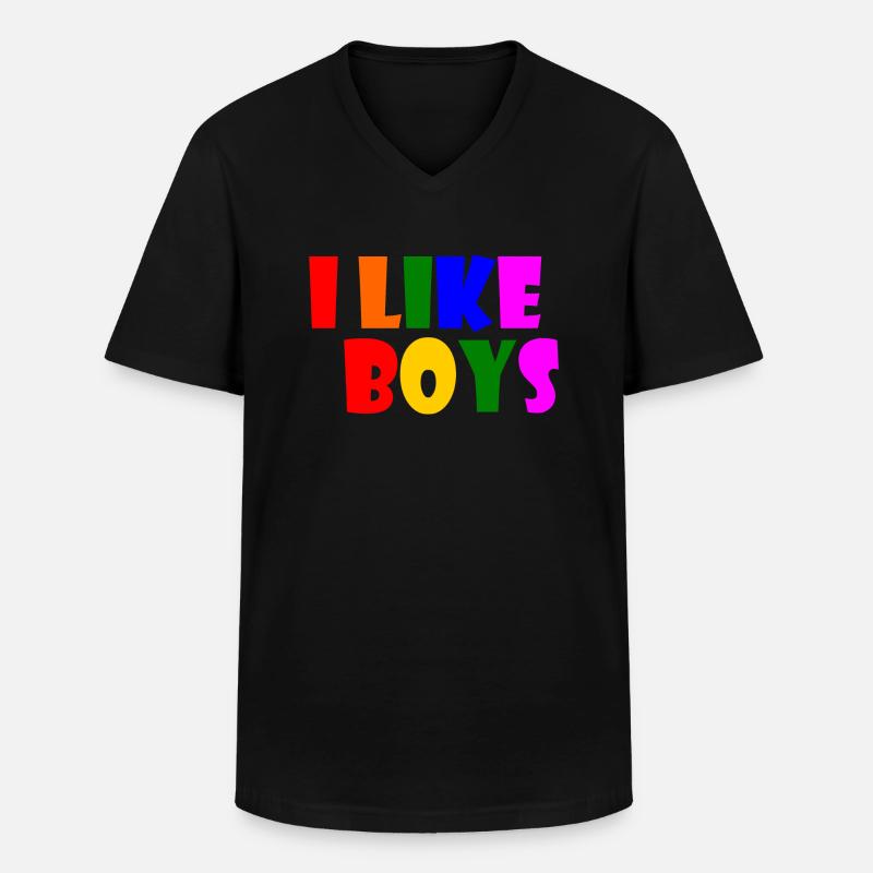 I like boys - Männer-T-Shirt mit V-Ausschnitt - Schwarz