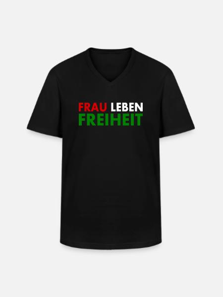 Frau leben freiheit - Männer-T-Shirt mit V-Ausschnitt - Schwarz