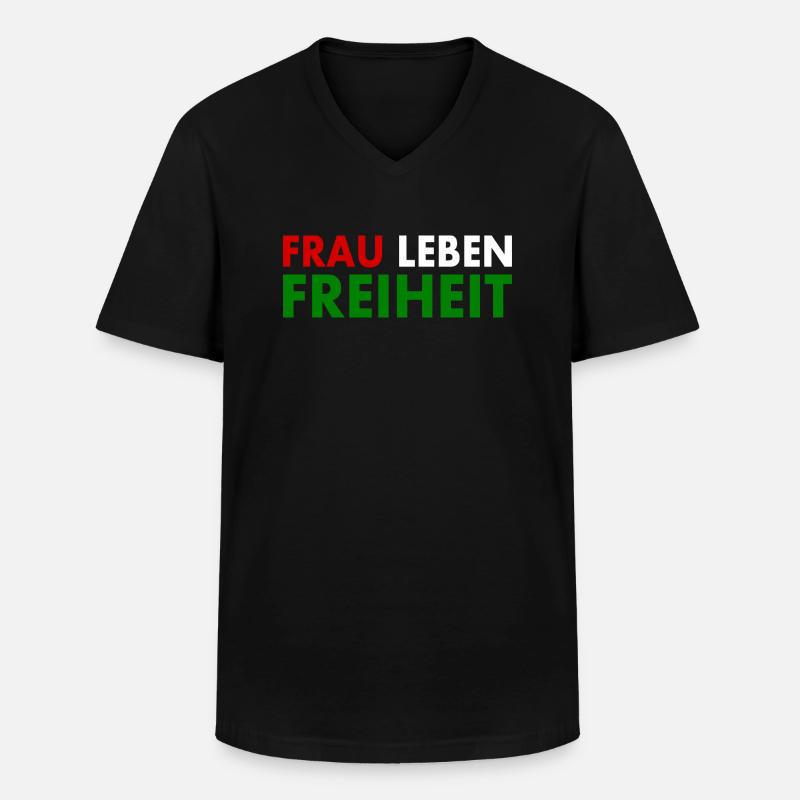 Frau leben freiheit - Männer-T-Shirt mit V-Ausschnitt - Schwarz