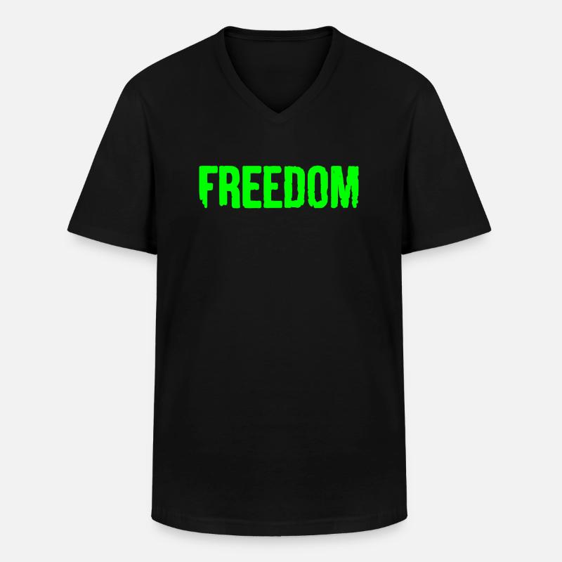 Freedom - Männer-T-Shirt mit V-Ausschnitt - Schwarz