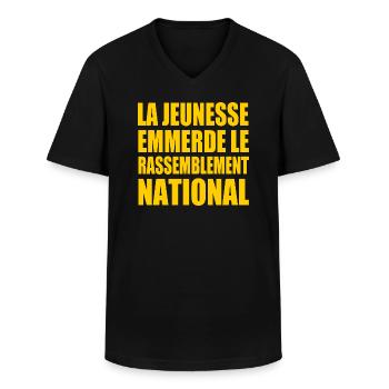 la jeunesse emmerde le rassemblement national - Männer-T-Shirt mit V-Ausschnitt - Schwarz - Vorne - AI Model Male 178 dark (178cm)