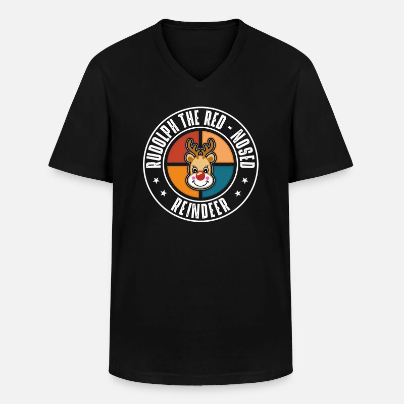 Rudolph - Männer-T-Shirt mit V-Ausschnitt - Schwarz