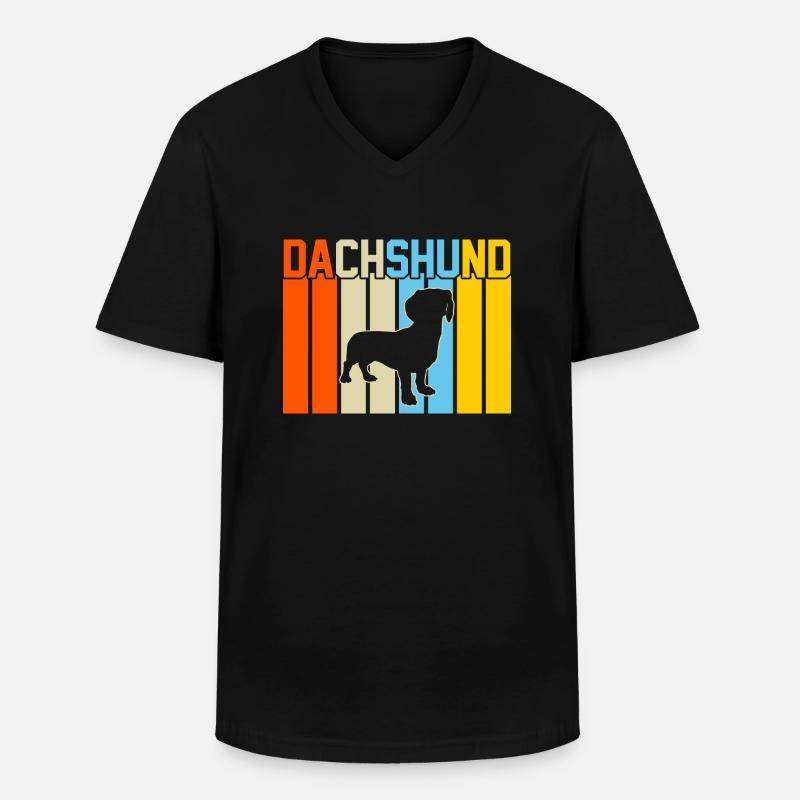 Dackel Retro-Design Dackel Geschenk - Männer-T-Shirt mit V-Ausschnitt - Schwarz